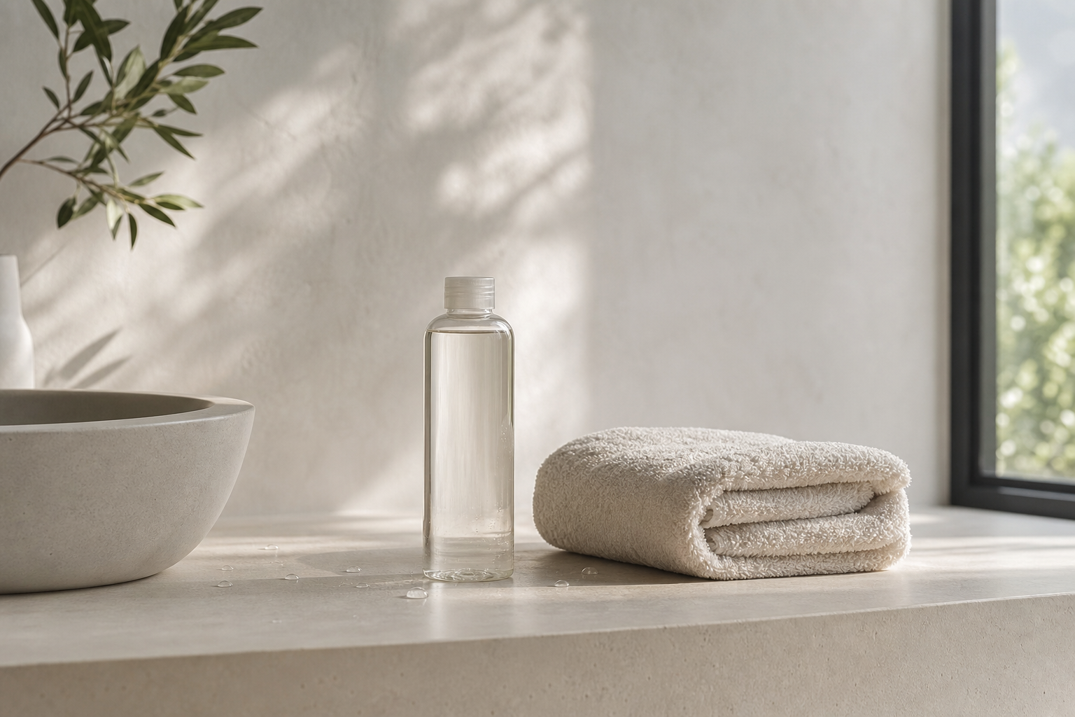 A calm editorial image about simplifying a skin care routine before buying more