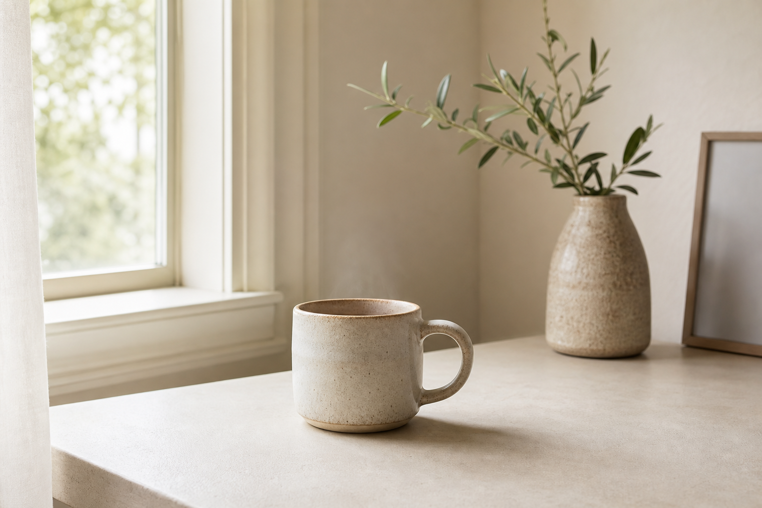 A calm image about making a more intentional coffee choice at home